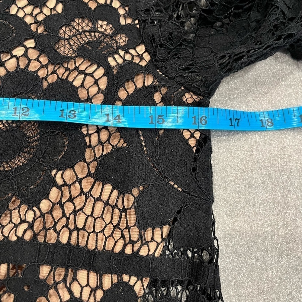 [XS] For Love & Lemons Gianna Crop Laced LS Blouse Top Black - Picture 10 of 11